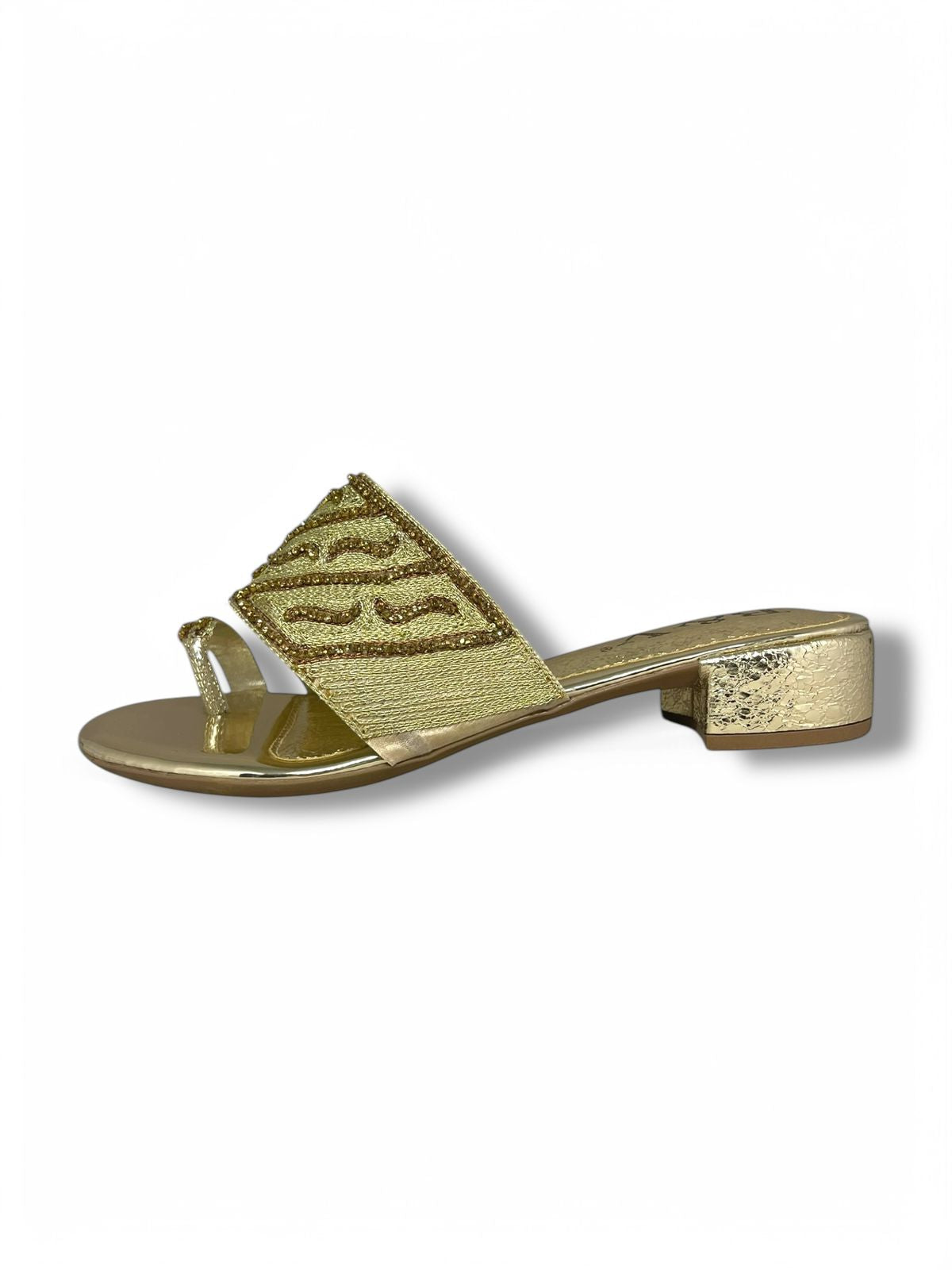 Tamanco 9563 Dourado Salto Bloco