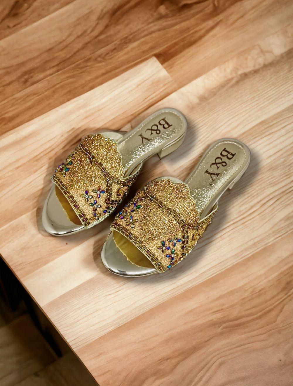 Tamanco 9682 Dourado Salto Bloco