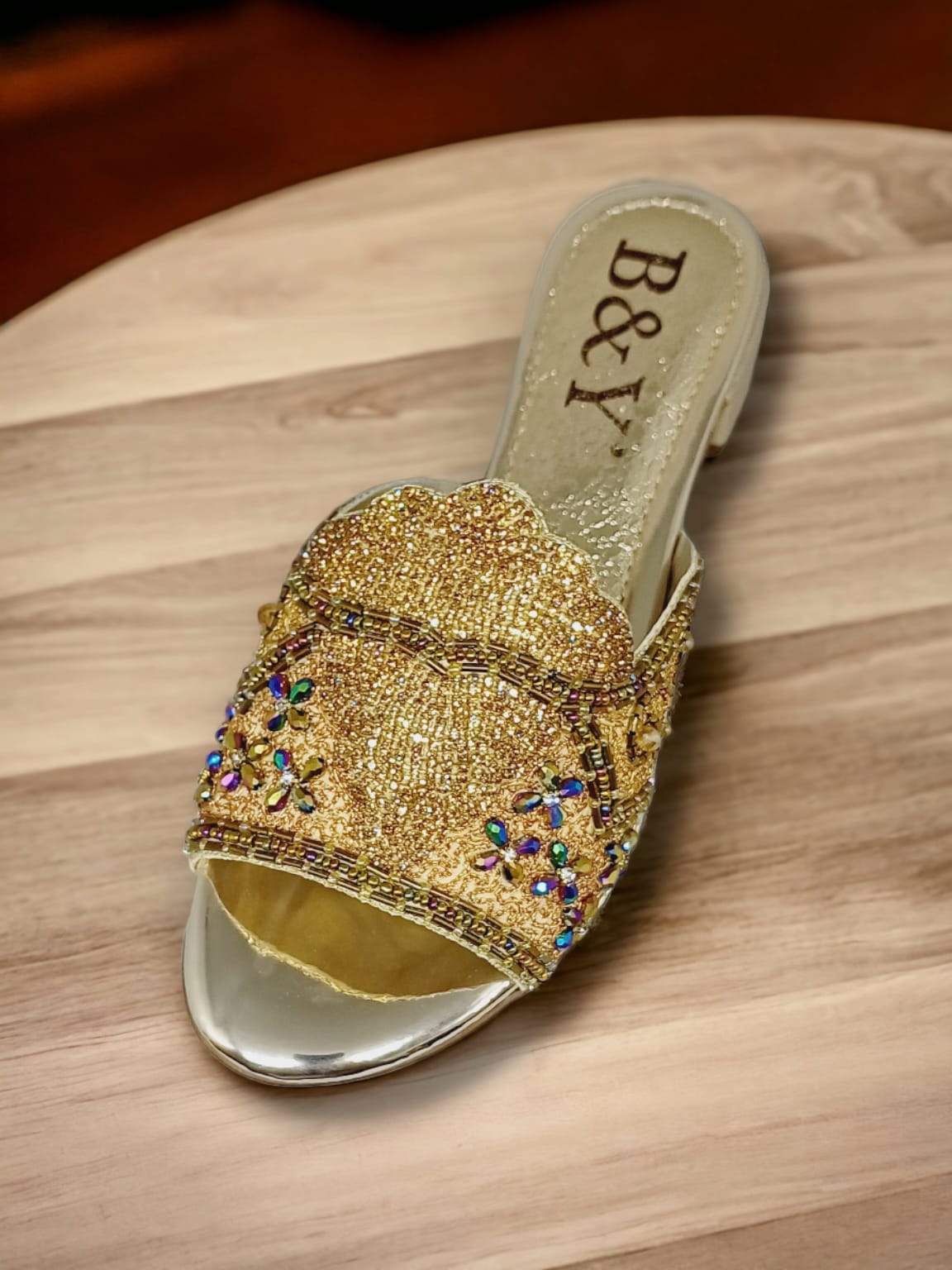 Tamanco 9682 Dourado Salto Bloco