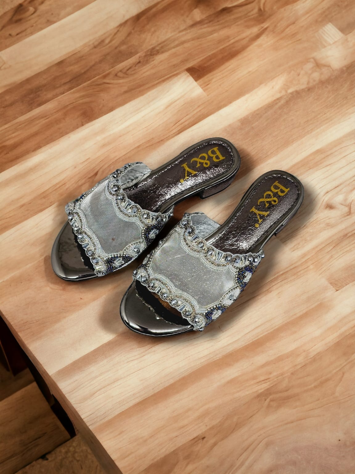 Tamanco 9696 Prata Salto Bloco