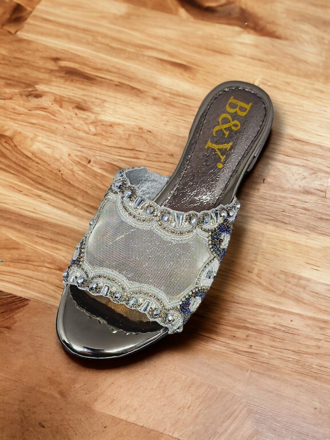 Tamanco 9696 Prata Salto Bloco