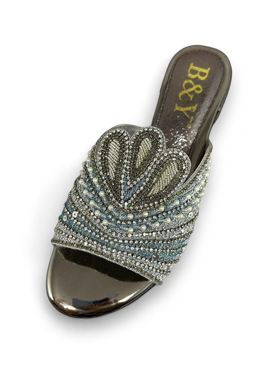 Tamanco 9729 Prata Salto Bloco