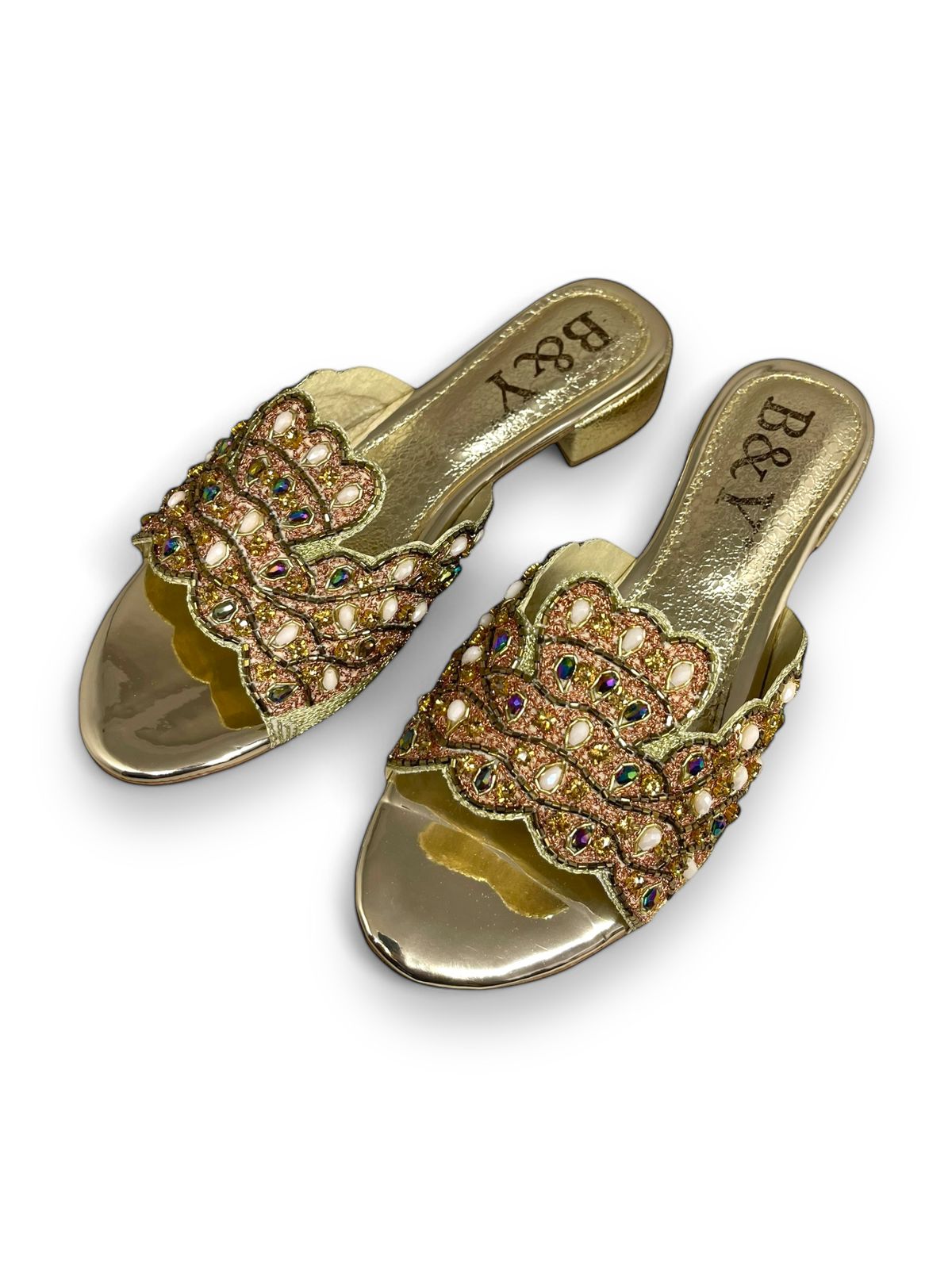 Tamanco 9796 Dourado Salto Bloco